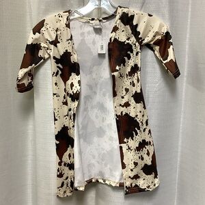 Kids' Cow Print Open Cardigan